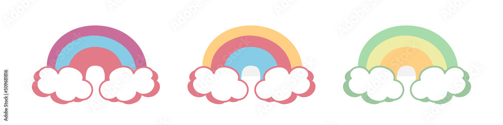 Cartoon rainbow set. Vector clipart isolated on white background. Cartoon rainbow set. Vector clipart isolated on white background.
