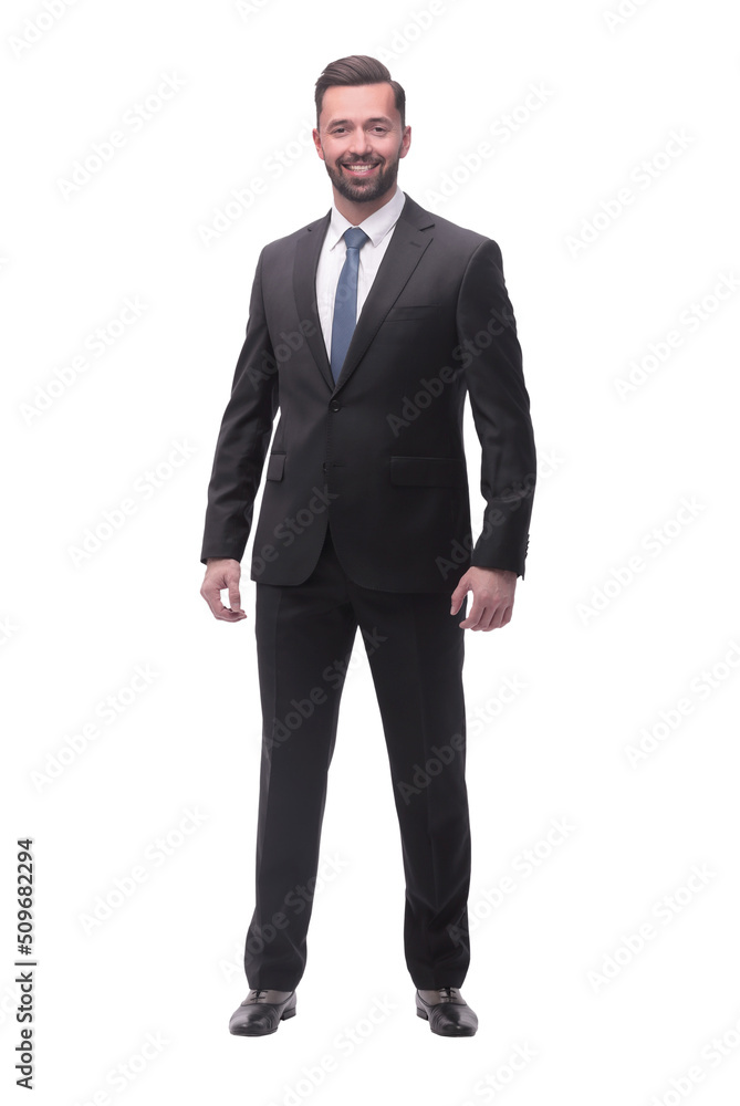 in full growth. smiling young businessman . isolated on white in full growth. smiling young businessman . isolated on white