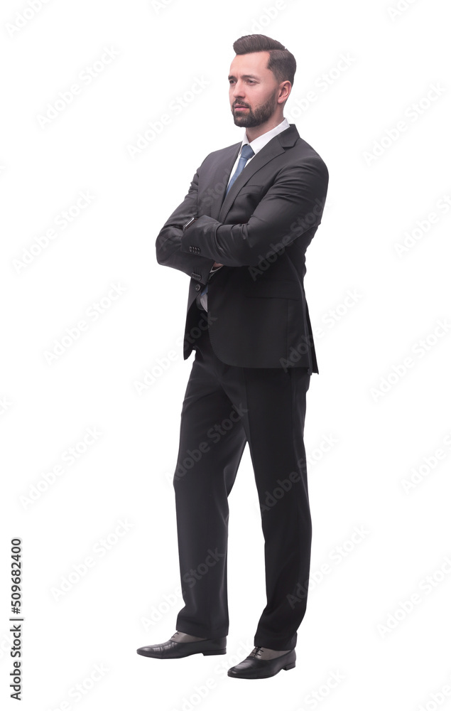 in full growth. smiling young businessman . isolated on white in full growth. smiling young businessman . isolated on white
