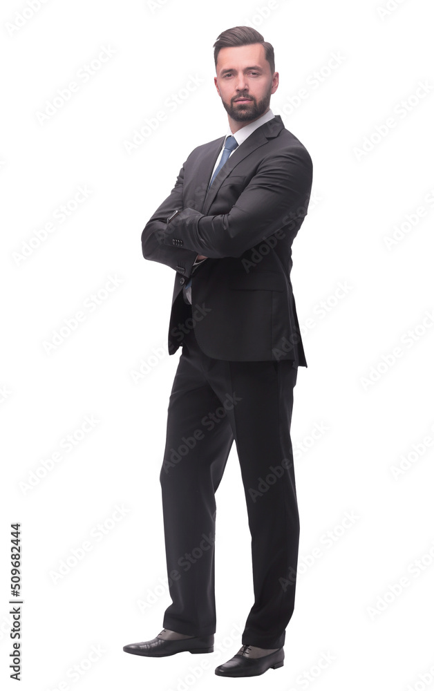 in full growth. smiling young businessman . isolated on white in full growth. smiling young businessman . isolated on white