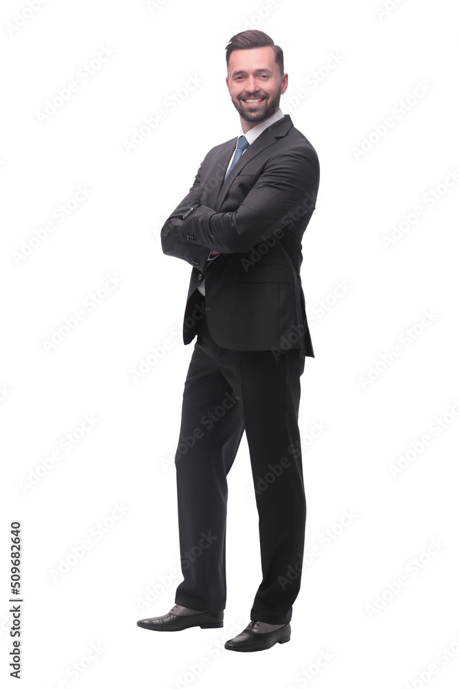 in full growth. smiling young businessman . isolated on white in full growth. smiling young businessman . isolated on white