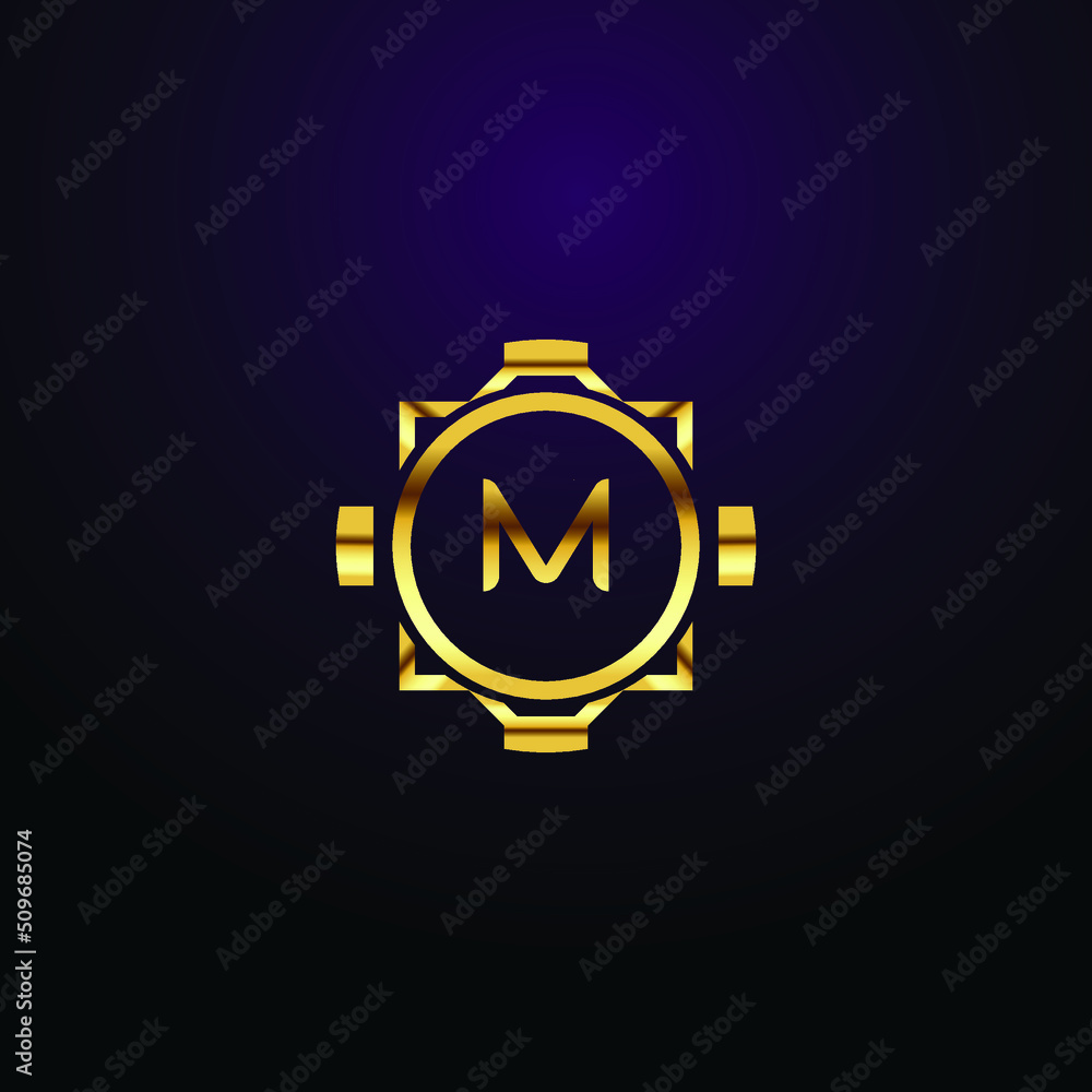 Fototapeta premium Premium luxury Vector elegant gold and font Letter M Template for company logo with monogram element 3d Design