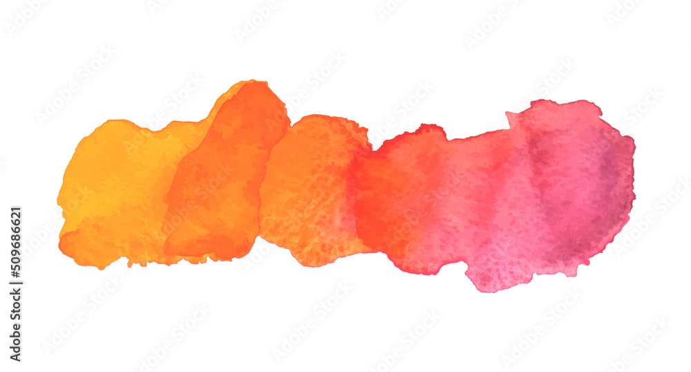 Colorful watercolor spot on isolated white background. Colored aquarelle stain. Hand drawn watercolour splotch