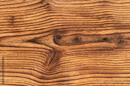 Detail on wooden boards, grain of wood enhanced by burning, view from above