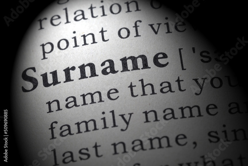 definition of surname photo