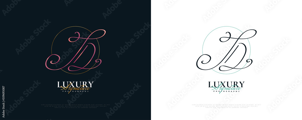 JD Initial Signature Logo Design with Elegant and Minimalist Handwriting Style. Initial J and D Logo Design for Wedding, Fashion, Jewelry, Boutique and Business Brand Identity