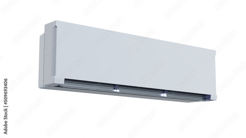 Snow white touch screen air conditioner isolated on white wall 3d render Snow white touch screen air conditioner isolated on white wall 3d render