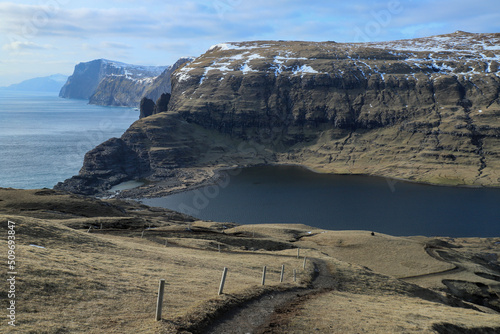 Lake and Ocean in Feroe Islands photo