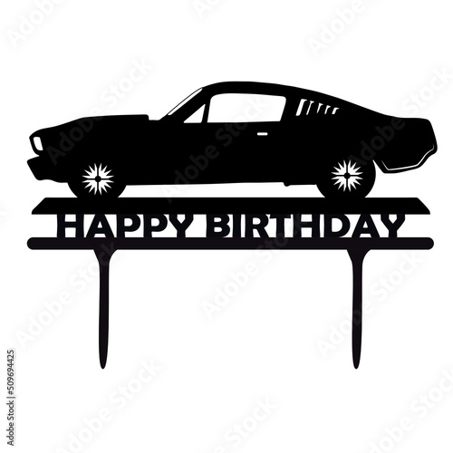Happy Birthday Cart Cake Topper car automobile vehicle
