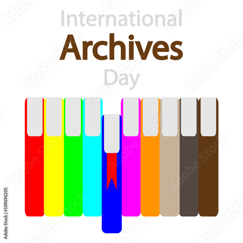 International Archives Day  Book, vector art illustration.