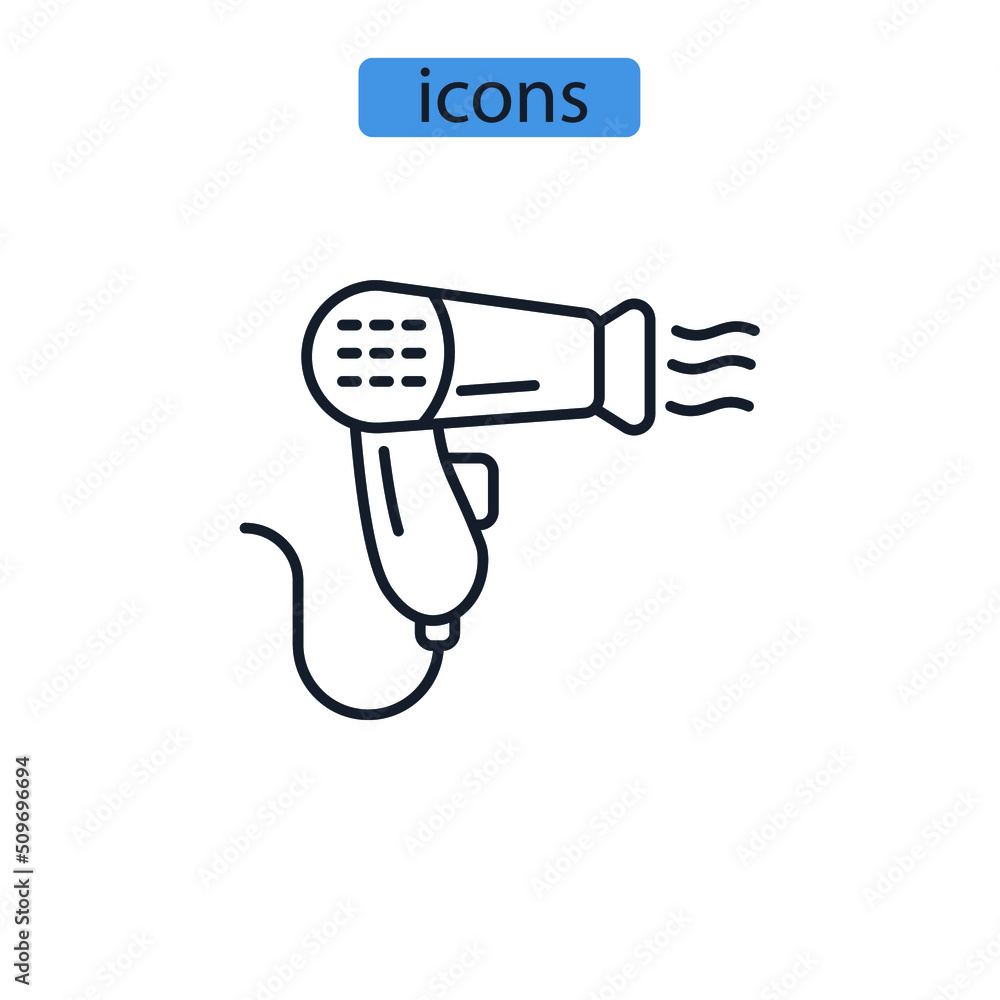hair dryer icons symbol vector elements for infographic web hair dryer icons symbol vector elements for infographic web