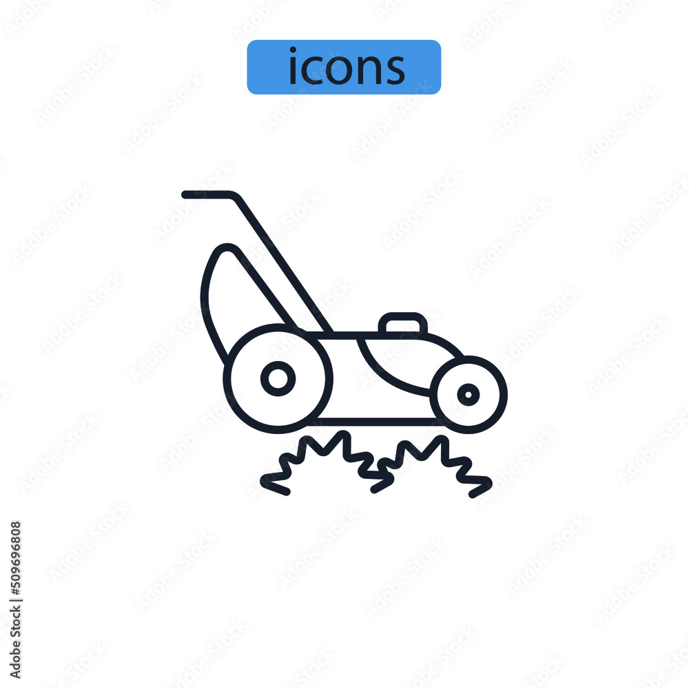 lawn mowers icons symbol vector elements for infographic web lawn mowers icons symbol vector elements for infographic web