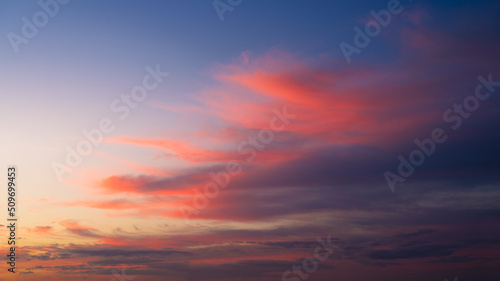 Sky with clouds during sunset. Pink clouds and blue sky. A high-resolution ph...