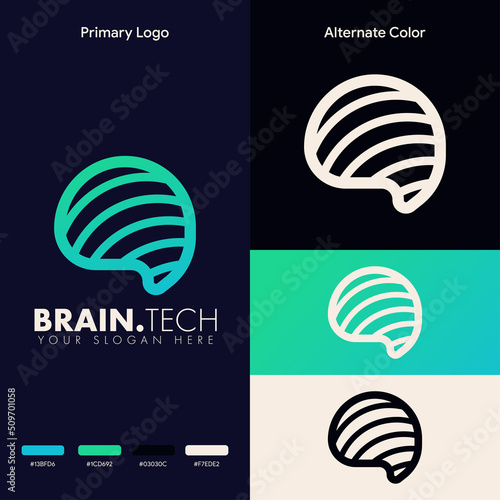 minimalist simple brain logo concept