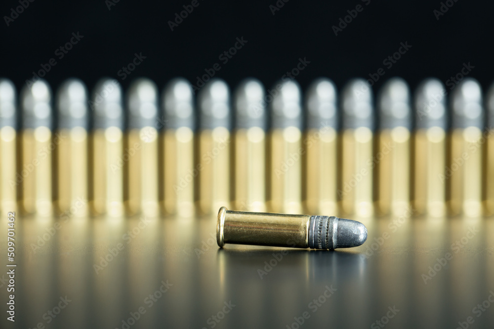 9mm Handgun Ammunition on a Black Background 9mm Handgun Ammunition on a Black Background