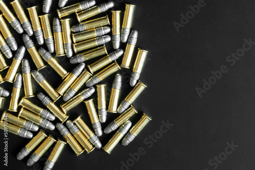 9mm Handgun Ammunition on a Black Background