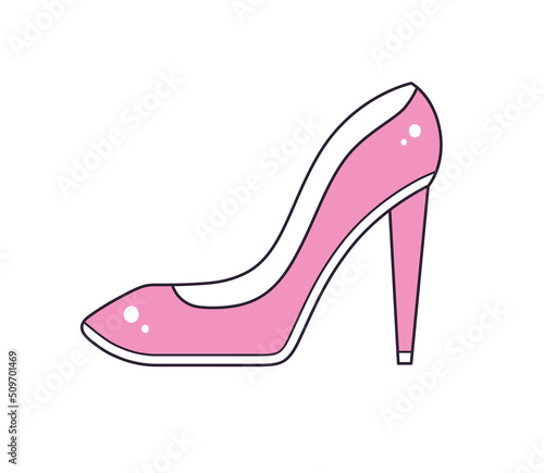 Fashionable pink high heels shoe isolated vector