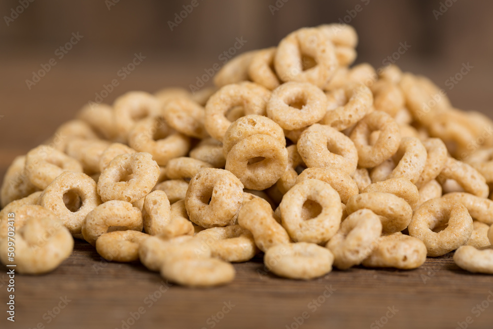 Cereal on Wood Surface in White Bowl Cereal on Wood Surface in White Bowl
