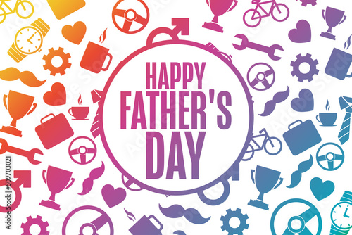 Happy Father's Day. Holiday concept. Template for background, banner, card, poster with text inscription. Vector EPS10 illustration.