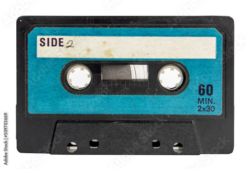 Old 1980s audio cassette featuring SIDE 2 label.