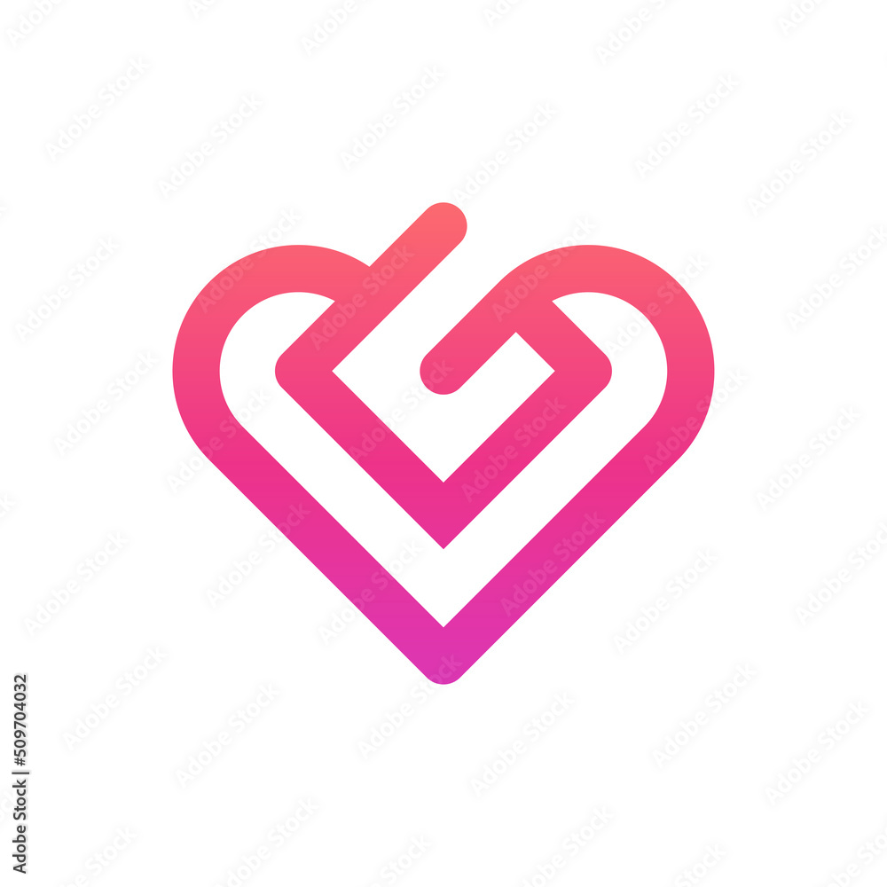 Letter G heart love creative logo design Letter G heart love creative logo design