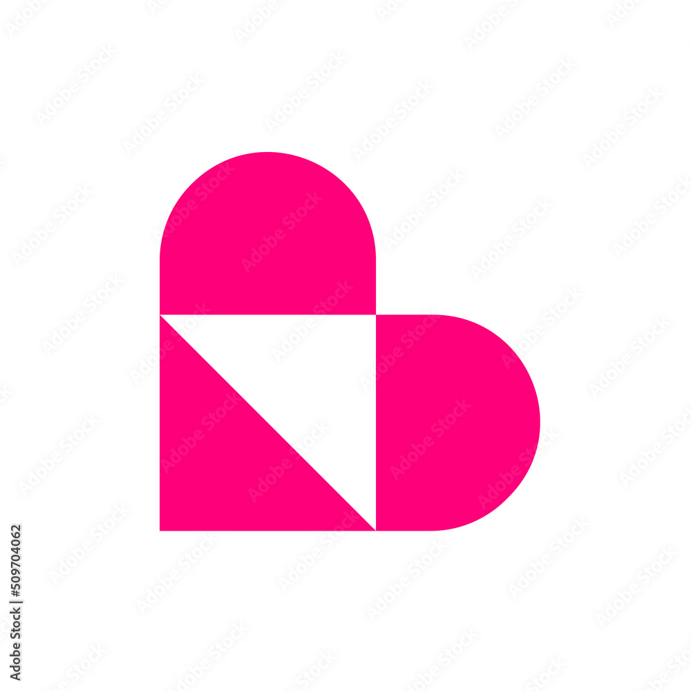 Letter B arrow heart logo design
