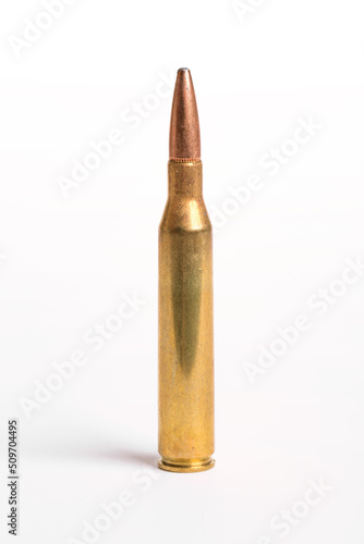 Rifle Bullets on a White Background photo