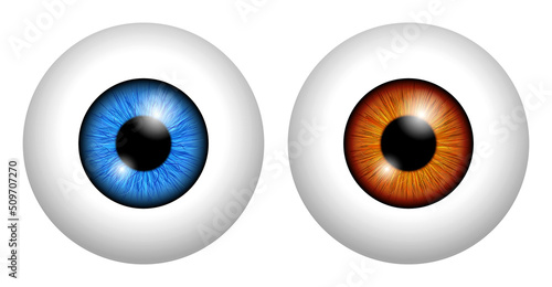 set of realistic human eyeball isolated or close up human eyeball retina with pupil and iris. eps vector
