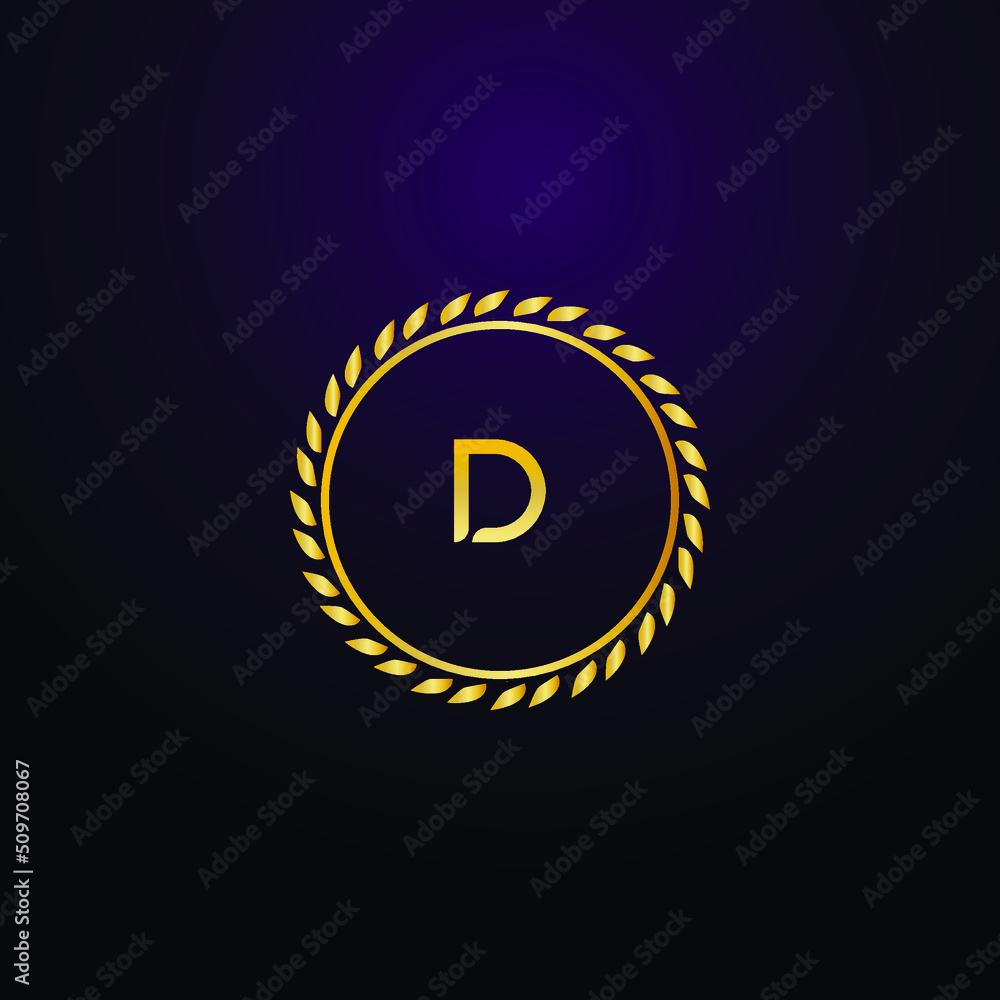 Naklejka premium Premium luxury Vector elegant gold and font Letter D Template for company logo with monogram element 3d Design