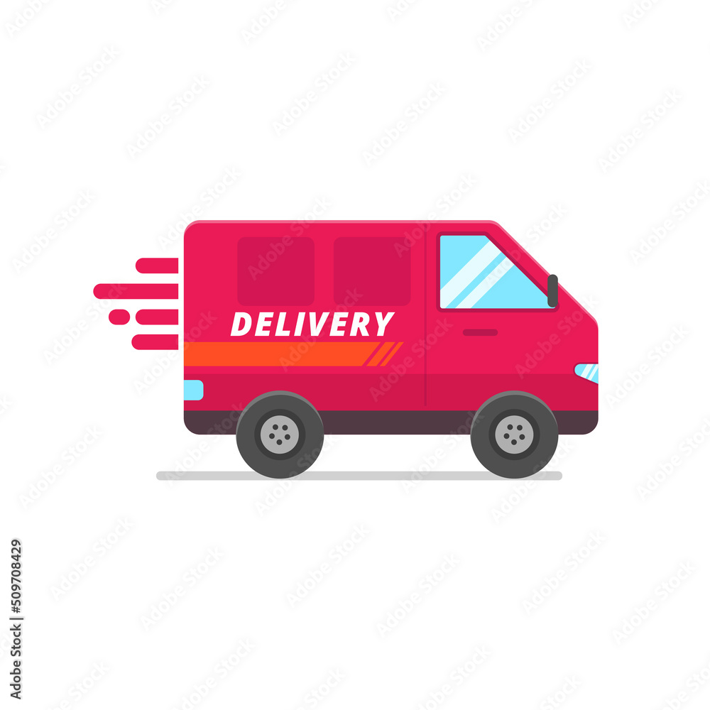 Delivery van vector illustration in flat style isolated on white background. Delivery van icon Delivery van vector illustration in flat style isolated on white background. Delivery van icon