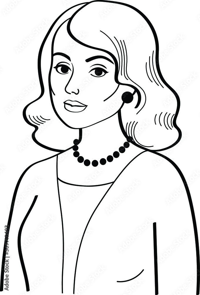 black and white drawing of a woman in vintage style black and white drawing of a woman in vintage style