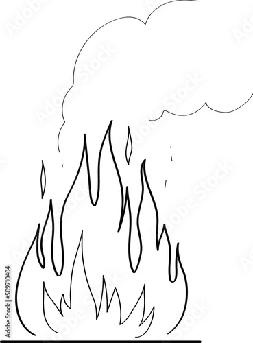 black and white image of a burning campfire