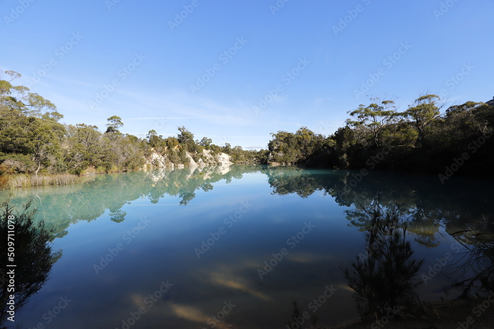 little blue lake in Tasmania
