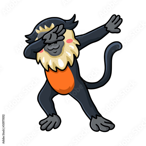 Cute little diana monkey cartoon dancing photo