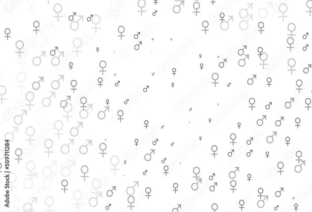 Light silver, gray vector background with gender symbols. Light silver, gray vector background with gender symbols.
