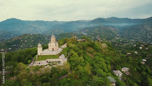 Wallpaper Mural aerial panorama of Batumi Sameba Holy Trinity Church and Meskhetian ridge. High quality 4k footage Torontodigital.ca