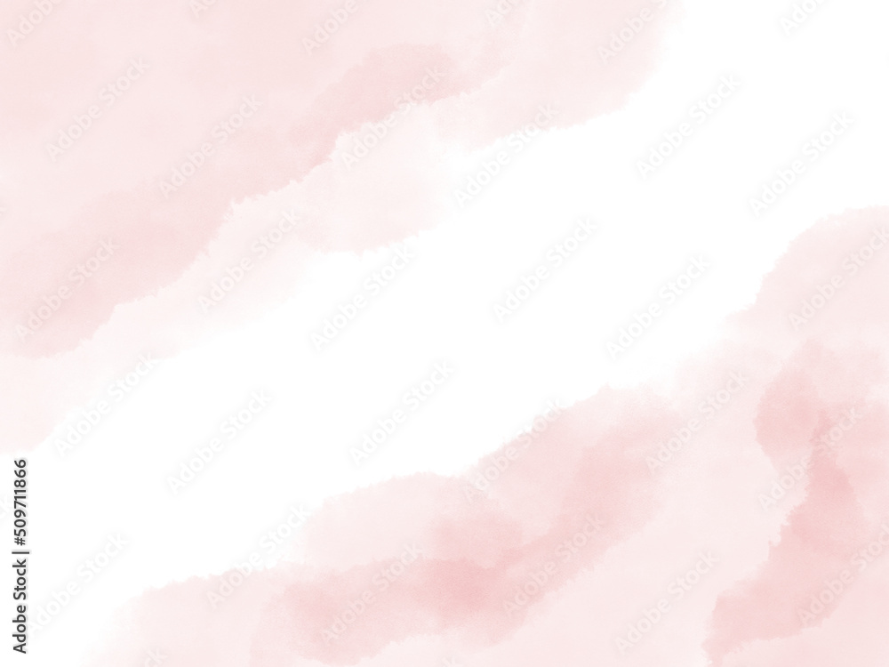 水彩画のピンク色の背景、春っぽい色、滲んだ質感の壁紙