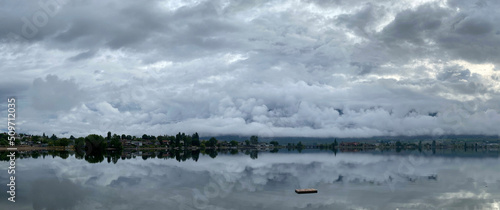 Dock in the middle of Osoyoos lake during a cloudy/stormy day