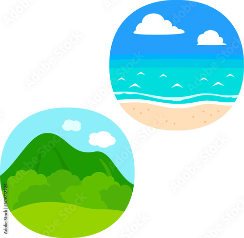 海と山のアイコンセット