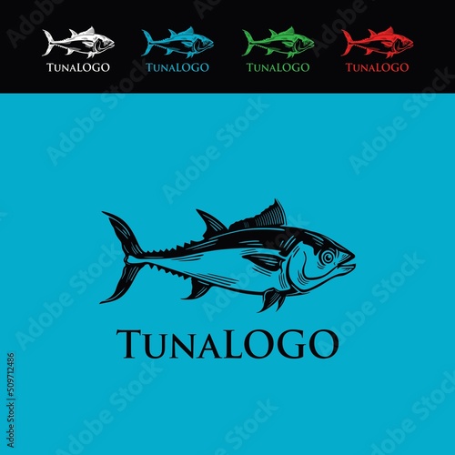 tuna bluefin logo, silhouette of great fish vector illustrations
