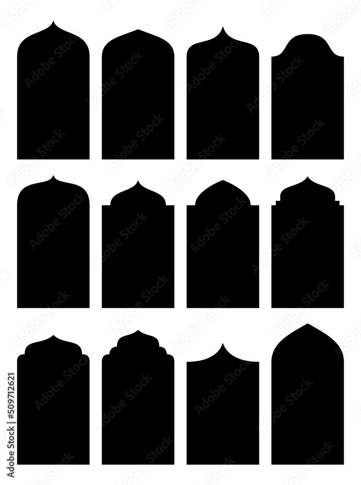 set of islamic frames shapes badges