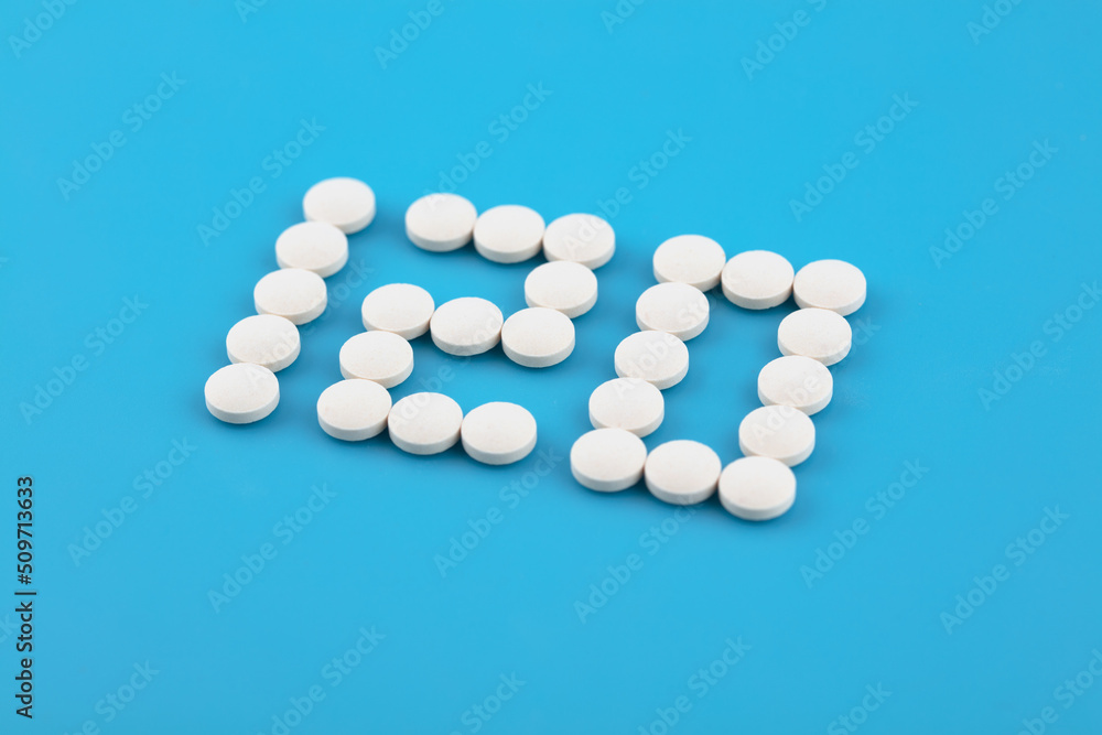 Number 120 made of pills Number 120 made of pills