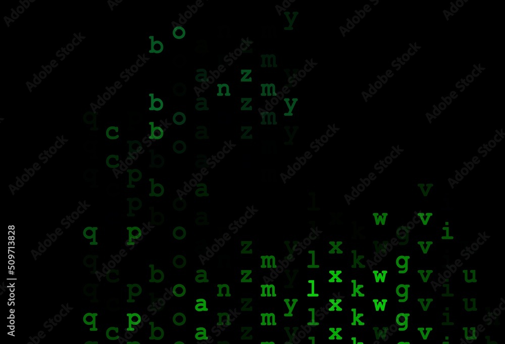 Dark green vector template with isolated letters. Dark green vector template with isolated letters.