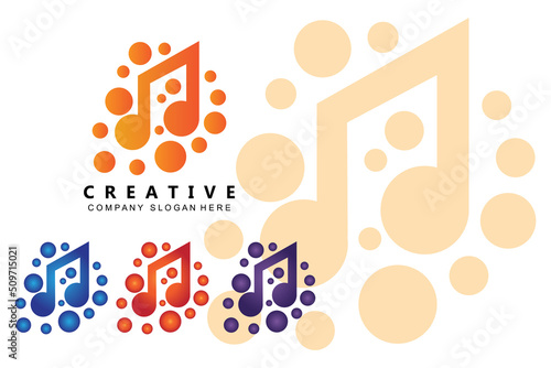 Music note Logo Design, Song Tone Illustration