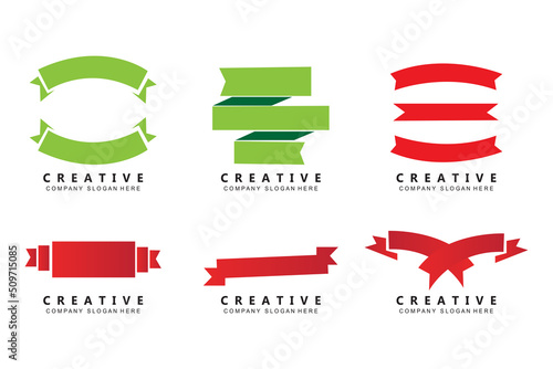 Logo banner design, discount poster illustration and product brand name holder