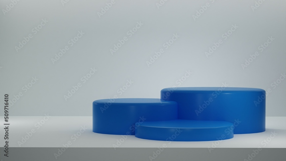 3D rendering blue podium with minimalist studio background. perfect for showing product and promotion with 4k resolution. 3D rendering blue podium with minimalist studio background. perfect for showing product and promotion with 4k resolution.