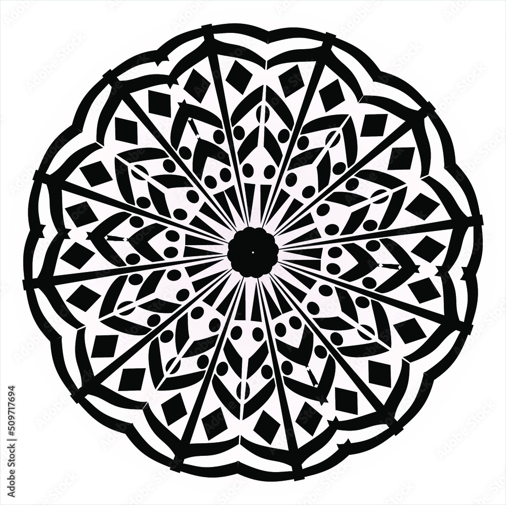 black and white round ornament black and white round ornament