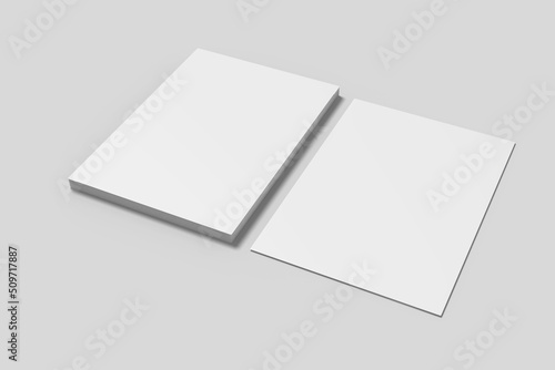Realistic blank flyer illustration for mockup. 3D Render.