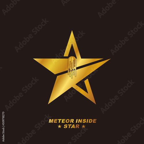 Meteor inside star logo design. 