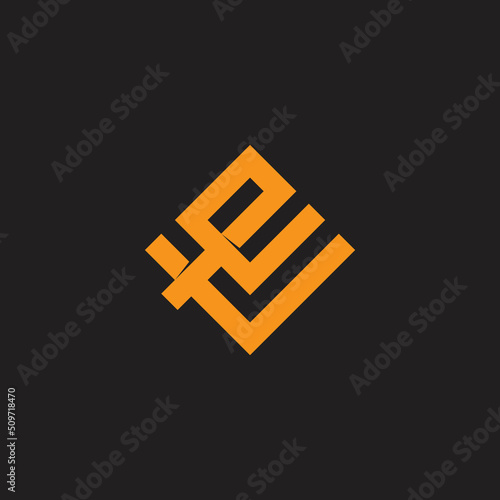 letter ve simple square linked logo vector